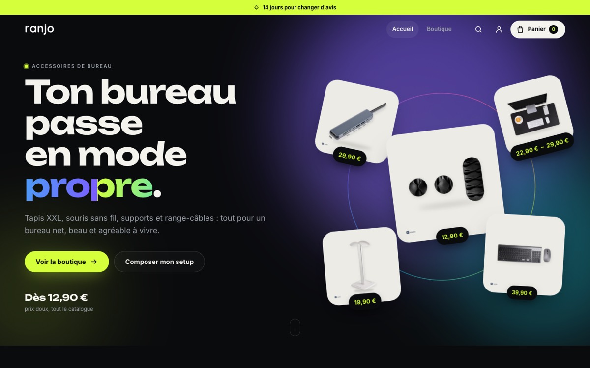 Site Ranjo - Boutique en ligne
